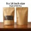 50 Pcs 9x14 Inch Kraft Paper Storage Bags with Transparent Viewing Window, Heavy Duty Packaging Pouches for Snacks, Bakery, Coffee & Retail Products